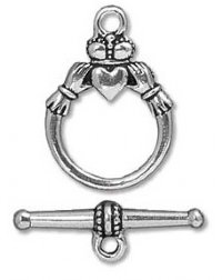1 22x7mm TierraCast Antique Silver Claddagh Toggle