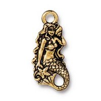 1, 23.4x7.8mm Tierracast Antique Gold Mermaid Pendant