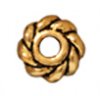 10 4mm TierraCast Antique Gold Twisted Heishi Spacer Beads