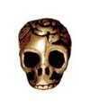 1 10mm TierraCast Antique Gold Side Hole Rose Skull Spacer Bead