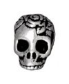 1 10mm TierraCast Antique Silver Side Hole Rose Skull Spacer Bead