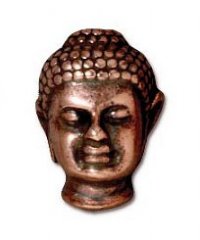 1, 13.5mm Large Hole TierraCast Antique Copper Buddha Head Bead
