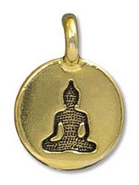 1 16.6x11.6mm TierraCast Round Antique Gold Buddha Pendant