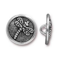 1, 17mm Antique Silver TierraCast Dragonfly Button