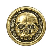 1, 17mm Antique Gold TierraCast Scary Skull Button