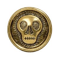 1, 17mm Antique Gold TierraCast Skully Button 