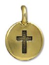 1 16.6x11.6mm TierraCast Round Antique Gold Cross Pendant