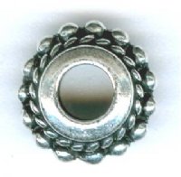 1 5x11mm TierraCast Large Hole Antique Silver Beaded Twist Bead