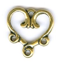 1 13mm 3 Loop TierraCast Antique Gold Heart Link