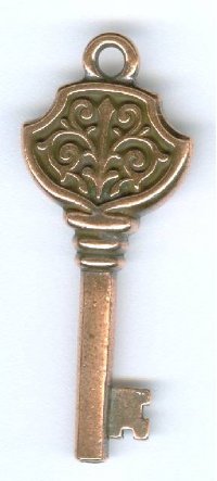 1 32mm TierraCast Antique Copper Victorian Key Pendant