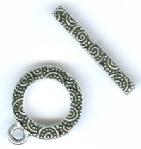 1 16mm TierraCast Antique Silver Round Spiral Toggle