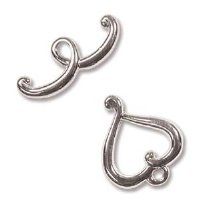 5 Sets of 17x14mm Bright Silver Heart Toggles