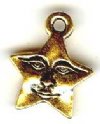 1 12mm TierraCast Antique Gold Star with Face Pendant