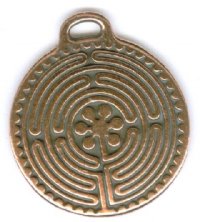 1 23mm TierraCast Antique Copper Labyrinth Pendant