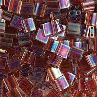 TL0257 5.2 Grams Transparent Dark Amber AB Two Hole Miyuki Tila Beads