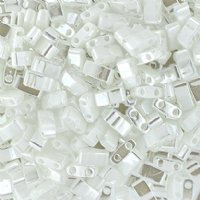 TLHC-0420 5.2 Grams Opaque White Pearl Ceylon Half Cut Two Hole Miyuki Tila Beads
