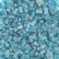 TLHC-2405FR 5.2 Grams Transparent Matte Turquoise AB Half Cut Two Hole Miyuki Tila Beads
