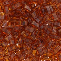 TLHC-0134 5.2 Grams Transparent Dark Amber Half Cut Two Hole Miyuki Tila Beads