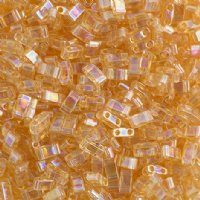 TLHC-0251 5.2 Grams Transparent Light Amber AB Half Cut Two Hole Miyuki Tila Beads