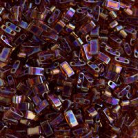 TLHC-0257 5.2 Grams Transparent Dark Amber AB Half Cut Two Hole Miyuki Tila Beads