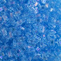 TLHC-0260 5.2 Grams Transparent Aqua AB Half Cut Two Hole Miyuki Tila Beads
