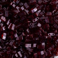TLHC-0304 5.2 Grams Transparent Dark Red Lustre Half Cut Two Hole Miyuki Tila Beads