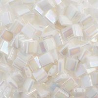 TL0471 5.2 Grams Opaque White Pearl AB Two Hole Miyuki Tila Beads
