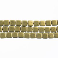 50, 6mm Meadowlark Saturated Metallic Two-Hole Tile Glass Beads