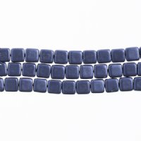 50, 6mm Ultraviolet Saturated Metallic Two-Hole Tile Glass Beads