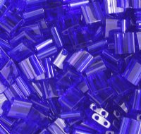 TL0151 5.2 Grams Transparent Ocean Blue Two Hole Miyuki Tila Beads