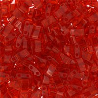 TLHC-0140 5.2 Grams Transparent Red Half Cut Two Hole Miyuki Tila Beads