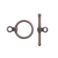 Set of 9 11mm Antique Copper Round Toggle Clasps