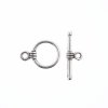 9 Sets of 11mm Ringed Antique Silver Plated Toggle Clasps