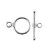 9 Sets of 11mm Ringed Bright Silver Plated Toggle Clasps