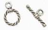 5 Sets of 13x9mm Twisted Antique Silver Toggle Clasps