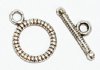 5 Sets of 14x10mm Ridged Antique Silver Toggle Clasps