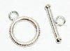 5 Sets of 14x11mm Bright Silver Ridged Toggles