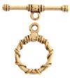 5 Sets of 14mm Antique Gold Rope Wrap Toggles 