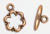 5 Sets of 19mm Antique Copper Plated Flower Toggle Clasps