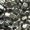 50, 6x4mm Silver Aluminum Two Hole Trios Beads