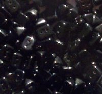 50, 6x4mm Opaque Black Two Hole Trios Beads