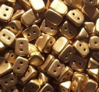 50, 6x4mm Pale Bronze Gold Two Hole Trios Beads
