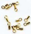 12 6x2.5mm Bright Gold Tube and Loop Glue In Cord / Chain Ends