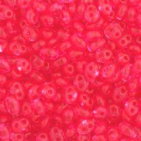 TB-02015 - 10 Grams Transparent Dyed Hot Pink 2.5x5mm Preciosa Twin Beads