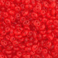 TB-02017 - 10 Grams Transparent Dyed Red 2.5x5mm Preciosa Twin Beads