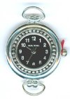 1 31x25mm Round Watch Two Loop Silver Tone with Black Face