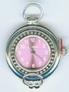 1 31x25mm Round Watch Face Two Loop Silver Tone with Plum Face