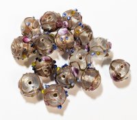15, 10mm Transparent Crystal Round Wedding Cake Lampwork Beads