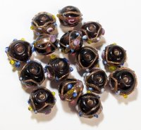 15, 10mm Transparent Amethyst Round Wedding Cake Lampwork Beads