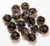 15, 10mm Transparent Amethyst Round Wedding Cake Lampwork Beads